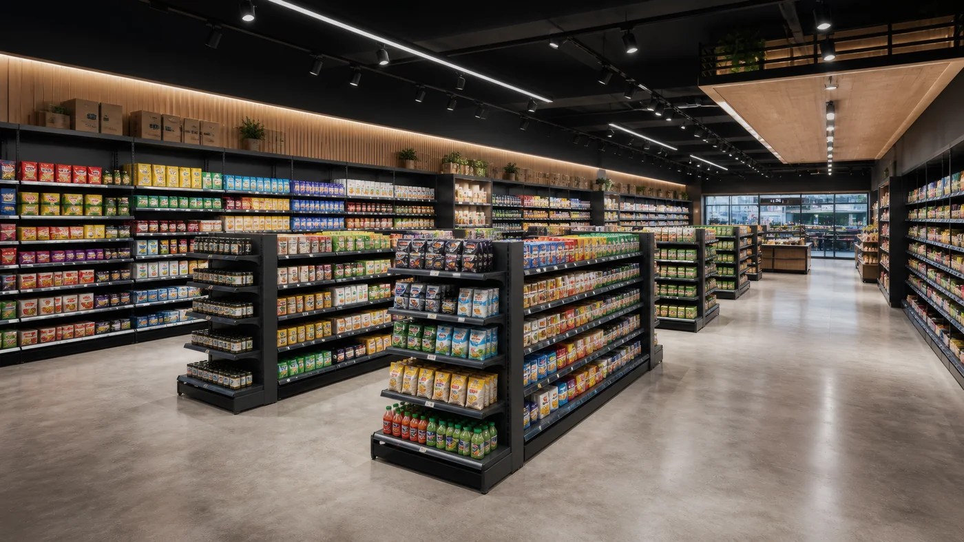Gôndolas comerciais Triunfo para supermercados e lojas